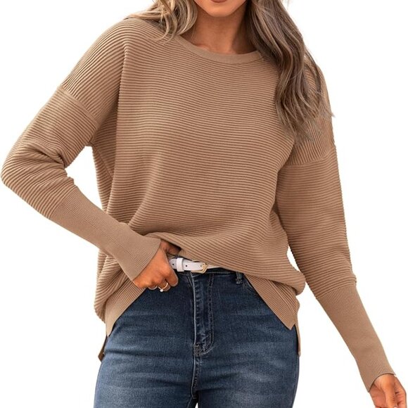 BTFBM Casual Sweater Long Sleeve Ribbed Knit Pullover Loose Crew - Picture 9 of 9